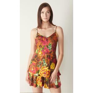 Intimissimi Blooming Summer Viscose Satin Top and Shorts Set Women's sz. L